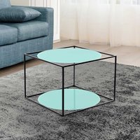 Design Couchtisch in Mindgrün und Schwarz runden Glasplatten von Doncosmo