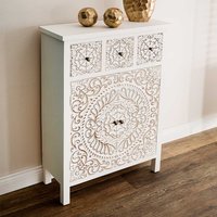 Dielen Kommode in Antikweiß und Goldfarben Shabby Chic Stil von Doncosmo