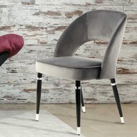 Esstisch Stühle in Grau Samt Metallgestell in Schwarz Silber (2er Set) von Doncosmo