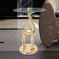 Glas Beistelltisch in Goldfarben Säulengestell in Giraffenform von Doncosmo