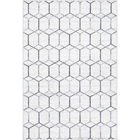 Grafischer Teppich in Cremefarben und Grau Kurzflor von Doncosmo