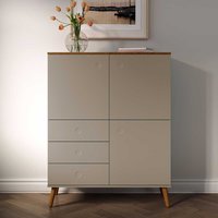 Highboard Taupe Skandi mit Push to open Funktion 137 cm hoch von Doncosmo