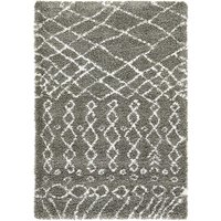 Hochflor Teppich mit Muster in Grau und Cremefarben Skandi Design von Doncosmo