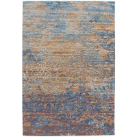 Kurzflor Teppich in Blau und Beige Vintage Look von Doncosmo