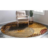 Mehrfarbiger Teppich rund in modernem Design Mandala Motiv von Doncosmo