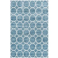 Moderner Muster Teppich in Blau und Cremefarben Kurzflor von Doncosmo