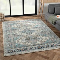 Orient Stil Vintage Teppich Mehrfarbig Kurzflor 170x240 cm von Doncosmo