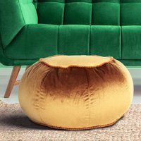 Pouf Hocker in Hellbraun Samt Orientalischen Design von Doncosmo