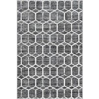 Rechteckiger Teppich Grau mit geometrischem Muster Cremefarben von Doncosmo