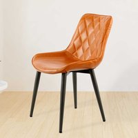 Retrostil Polsterstuhl in Orange Kunstleder Metallgestell in Schwarz (2er Set) von Doncosmo