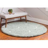 Shaggy Hochflor Teppich in Mintgrün und Cremefarben 150 cm Durchmesser von Doncosmo