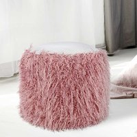 Sitzpouf in Rosa und Grau Kunstfell und Cordstoff von Doncosmo