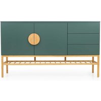 Skandi Design Sideboard in Dunkelgrün und Eiche 100 cm hoch von Doncosmo