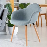 Skandi Design Stühle in Hellblau Webstoff Armlehnen (2er Set) von Doncosmo