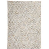 Teppich aus kurzem Echtfell Creme Weiß und Goldfarben von Doncosmo