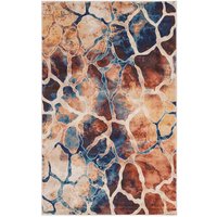 Teppich mit abstraktem Muster in Beige mehrfarbig Kurzflor von Doncosmo
