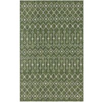 Teppich mit geometrischem Muster Oliv Grün und Creme von Doncosmo