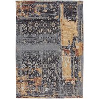 Vintage Teppich mit abstraktem Muster Dunkelblau und Beige von Doncosmo