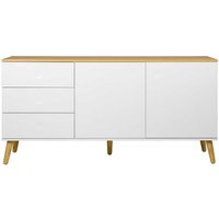 Wohnzimmer Sideboard in Weiß und Eiche furniert grifflos von Doncosmo