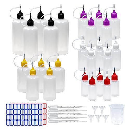 25 StüCk PräZisionsspitzen-Applikatorflaschen Transparente Leim Flaschen Tropfflaschen für Flüssigkeiten aus Kunststoff für DIY Quilling Handwerk, Acrylmalerei (10+20+30+50+100) von Dondeen