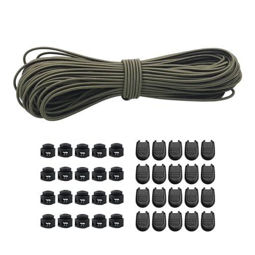 30m Elastische Gummischnur 3mm Elastische Runde Schnur Elastische Dehnbare Schnur Mit 20Pcs Reißverschluss Pull Cord Lock Cord,20PCS Doppel-Loch Frühling für Rucksack,Schnürsenkel(Dunkelgrün, 3mm*30m) 30m Elastische Gummischnur 3mm Elastische Runde Schnur Elastische Dehnbare Schnur Mit 20Pcs Reißverschluss Pull Cord Lock Cord,20PCS Doppel-Loch Frühling für Rucksack,Schnürsenkel(Dunkelgrün, 3mm*30m) von Dondeen