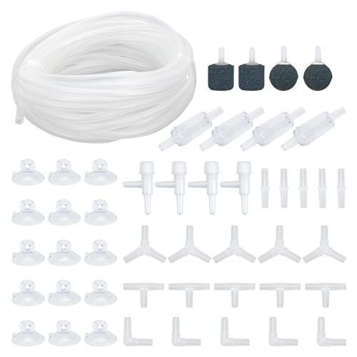 Dondeen 48Stück Air Luftpumpe Zubehör Aquarium Zubehör inkl 6M Transparente Silikonschlauch Sauerstoff Stein Rückschlagventilen Regelbare Ventile Saugnäpfen und I/T/L/Y Form Anschlüssen (Weiß 6m-1) Dondeen 48Stück Air Luftpumpe Zubehör Aquarium Zubehör inkl 6M Transparente Silikonschlauch Sauerstoff Stein Rückschlagventilen Regelbare Ventile Saugnäpfen und I/T/L/Y Form Anschlüssen (Weiß 6m-1) von Dondeen