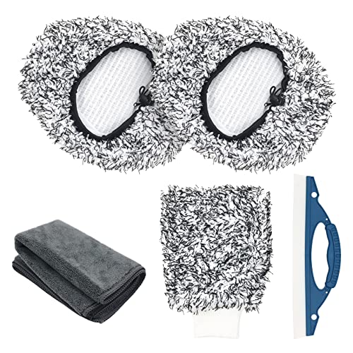 Dondeen Waschbürstenüberzug, Brush Cover Autoschwamm Autowaschbürste Set inkl. 2 Bürstenüberzug, Waschhandschuh, Reinigungstuch und Wasserabzieher (Grau) von Dondeen