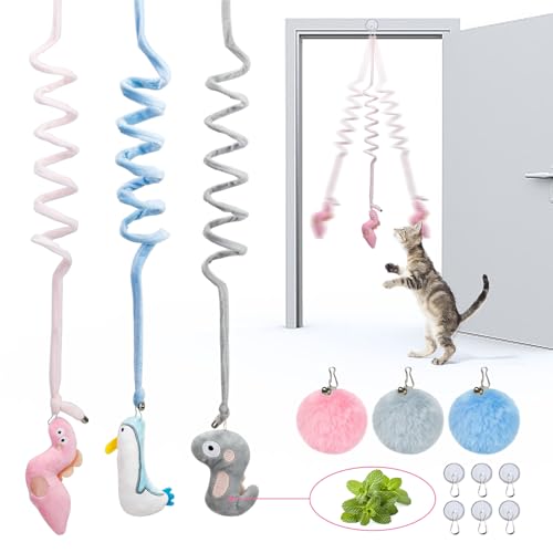 Hängende Katzenfede Spielzeuge mit Katzenminze und Glocke,6 Stück Interaktive Lockspielzeuge für Indoor-Kätzchen,plüschig-weich,Fördert Bewegung,Jagdverhalten,Spielspaß,Federnd,für Wohnungskatzen Hängende Katzenfede Spielzeuge mit Katzenminze und Glocke,6 Stück Interaktive Lockspielzeuge für Indoor-Kätzchen,plüschig-weich,Fördert Bewegung,Jagdverhalten,Spielspaß,Federnd,für Wohnungskatzen von Dondeen