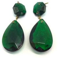 Vintage Smaragdgrün Kronleuchter Kristalle Zwei New Old Stock 1, 5 "Grün Teardrop Prisma Schmuck Suncatcher Windspiele von DondiLights