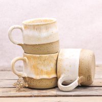 Gelbe Handgemachte Keramik Tasse | Gelb Weiß Steinzeug Einzigartiges Geschenk von DondoDesignPottery