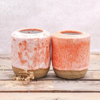 Handgemachte Keramik Vase | Orange Rot Weiß Einzigartig Handgetöpferte Auf Der Töpferscheibe Steinzeug von DondoDesignPottery