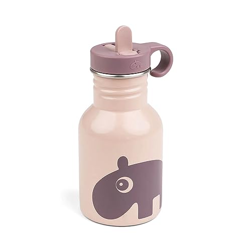 Done by Deer Edelstahl Flasche Ozzo Rosa - 350 ml - Robuste Kinder Trinkflasche mit einen praktischen Trinkhalm - Ø7 x H 15 cm, Edelstahl 18/8, Deckel: PP von Done by Deer