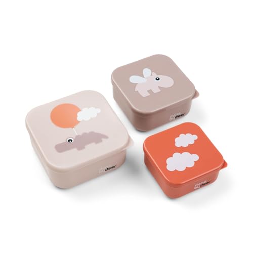 Done by Deer Snackbox-Set 3-er Pack Happy clouds Rosa - Praktischen Snackboxen in drei verschiedenen Größen - Box: 100% PP, Deckel: 100% PE in Lebensmittelqualität von Done by Deer