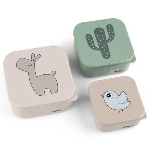 Done by Deer Snackbox-Set 3-er Pack Lalee Sand Mix - Praktischen Snackboxen in drei verschiedenen Größen - Box: 100% PP, Deckel: 100% PE in Lebensmittelqualität von Done by Deer