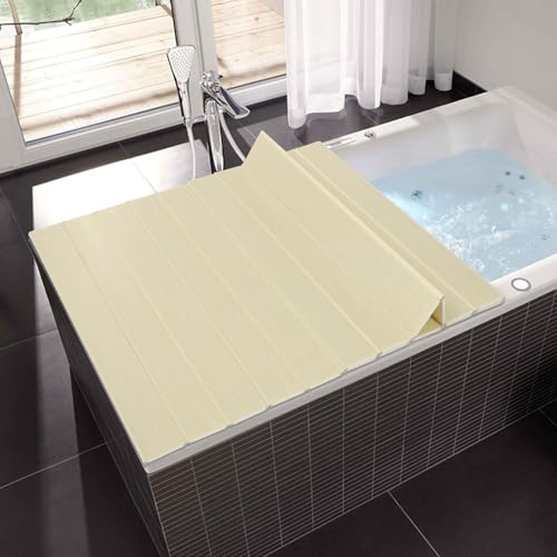 Donened - Badewannenabdeckung 170 x 75cm, Faltbare Badewannenabdeckung, PVC Badewannenabdeckungen, Badewannenablage Dämmplatte Badregal, bis Tragfähigkeit 5kg von Donened