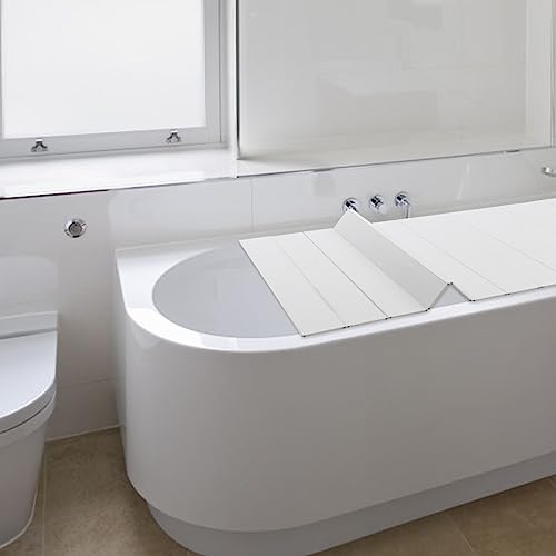 Donened Faltbare Badewannenabdeckung, 170 x 75cm PVC Badewannenabdeckungen Badewannenablage Dämmplatte Badregal für Hause Hotel SPA usw von Donened