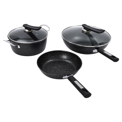 Donened - Pfannenset mit Glasdeckel, Bratpfanne + Pfannen + Wok, Antihaft -Beschichtung, Geeignet für alle Herdarten Donened - Pfannenset mit Glasdeckel, Bratpfanne + Pfannen + Wok, Antihaft -Beschichtung, Geeignet für alle Herdarten von Donened