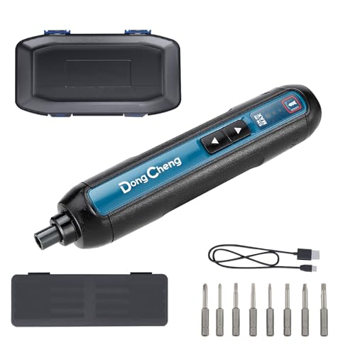 DongCheng Mini Akkuschrauber, 4V Akkuschrauber klein, 2000 mAh Lithium-Ionen-Akku, 3 Drehmoment, max. 5Nm, LED-Licht, 8-tlg. S2-Stahl Bits, ideal für Heimwerken und Reparaturen von Dong Cheng