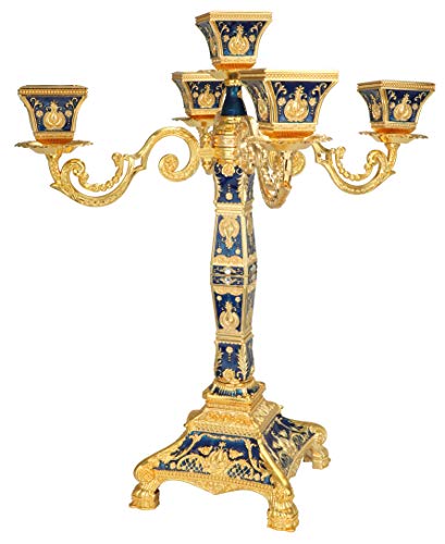 DongJiang- Roselife Kerzenhalter mit 5 ArmeCandelabra europäischen Stil Metall Kerze Halter für Haus Hochzeit Weihnachten Party Dekoration (Golden, Bronze) (Gold) (Blue) von DongJiang