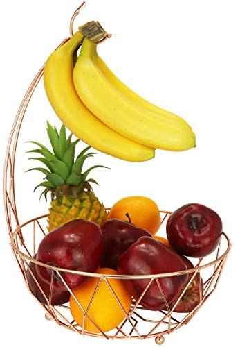 DongJiang Roselife bananenhalter,Grape obstkorb，Metall obstkorb,Obstkorb,faltkorb,bananaen Stander,Obst Aufbewahrung Silber Schüssel (Rose gold) von DongJiang