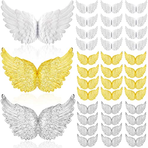 Dongger 36 StüCke Kunststoff EngelsflüGel für Basteln, Mini 3D EngelsflüGel Ornament Patches, für Party Dekoration, DIY Bastelarbeiten und Hochzeitsrequisiten von Dongger