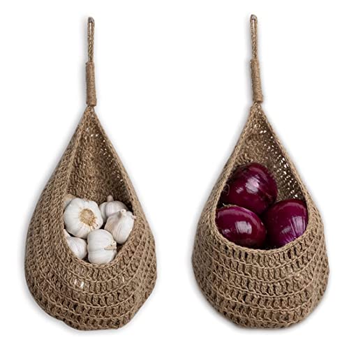 Dongger Twine Zwiebel Korb für AufhäNgen für Speise Kammer, Kartoffel Knoblauch Zwiebel Speise Kammer Aufbewahrungs KöRbe, Boho Wand KöRbe 2 StüCke von Dongger