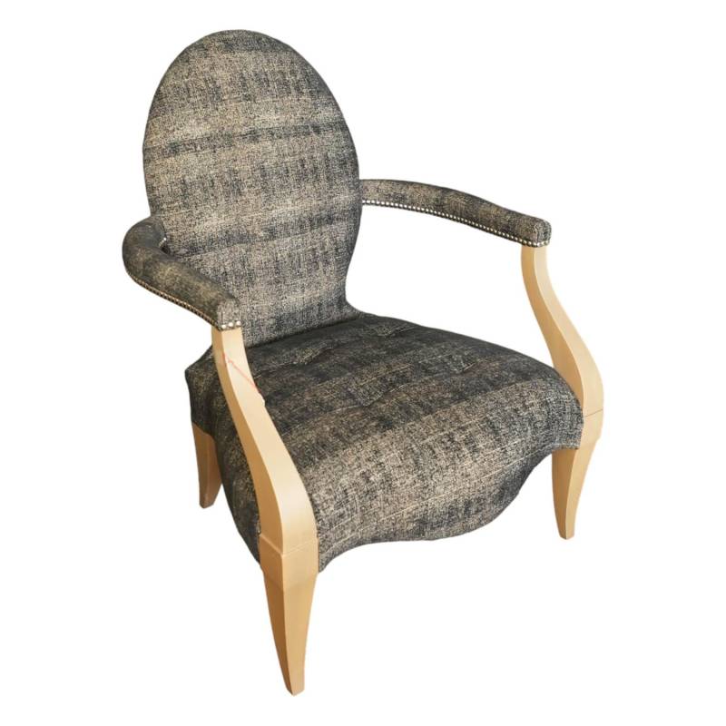 Sessel Grand Eaton Stoff Grau Gestell Braun von Donghia