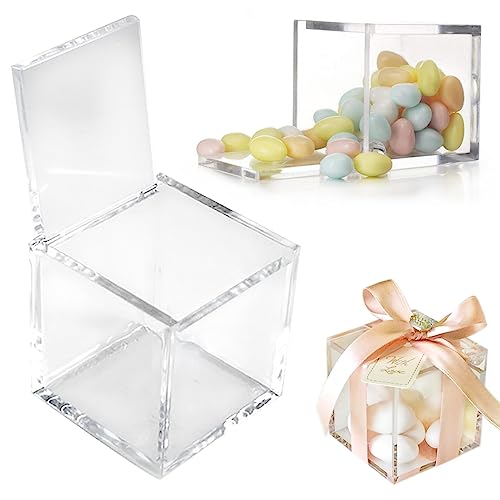 Doni Bomboniere 10 plexiglas Box 5x5x5 gastgeschenke Hochzeit Kindergeburtstag Jugendweihe Taufe Kommunion Geburt kleine dankeschön geschenkbox durchsichtig acrylbox Pralinen transparente würfel von Doni Bomboniere
