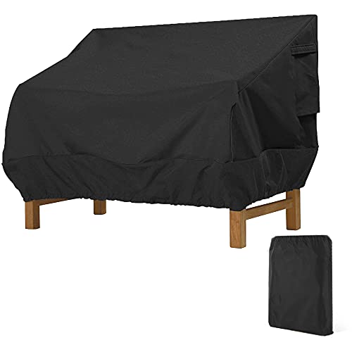 Donken Gartenbank Abdeckung 4 Sitzer, Bank Schutzhülle Winddicht Abdeckplane Oxford Abdeckhaube UV-Beständiges Sitzbankhülle für Bank Gartenmöbel Gartensofa (Schwarz, 224 x 83 x 84 cm) von Donken