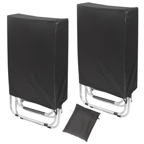 Klappstühle Schutzhülle 2er Gartenstühle Abdeckung Wasserdicht Winddicht Anti-UV 420D Oxford Gartenmöbel Schutzhülle mit Klickgurte für Balkonstuhl, Campingstuhl, Liegestuhl (Schwarz, 71x110x20/34cm) von Donken