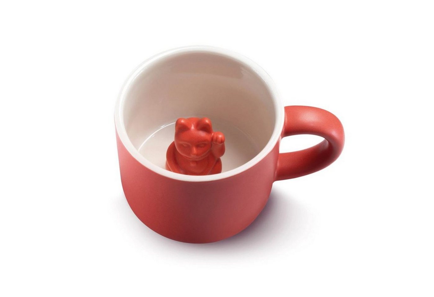 Donkey Products Tasse Tasse Maneki Neko / Glückskatze rot 210345, Porzellan von Donkey Products