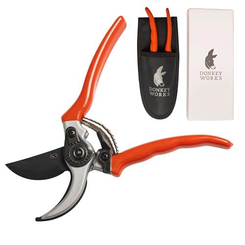 Donkey Works Bypass Gartenschere - SK5-Stahlklinge mit Teflon Antihaft-Beschichtung, Ergonomischer Griff, Schneidedurchmesser 20 mm - Rosenschere Profi, Pflanzenschere, Blumenschere, Rebschere Donkey Works Bypass Gartenschere - SK5-Stahlklinge mit Teflon Antihaft-Beschichtung, Ergonomischer Griff, Schneidedurchmesser 20 mm - Rosenschere Profi, Pflanzenschere, Blumenschere, Rebschere von Donkey Works