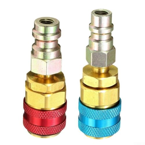2 Stück R134A Adapter-Armaturen, Auto-Klimaanlage, niedrig/hoch, R134 Schnellkupplung, Verlängerungsadapter, passend für Klimaanlagen-Messgerät 2 Stück R134A Adapter-Armaturen, Auto-Klimaanlage, niedrig/hoch, R134 Schnellkupplung, Verlängerungsadapter, passend für Klimaanlagen-Messgerät von Donkivvy