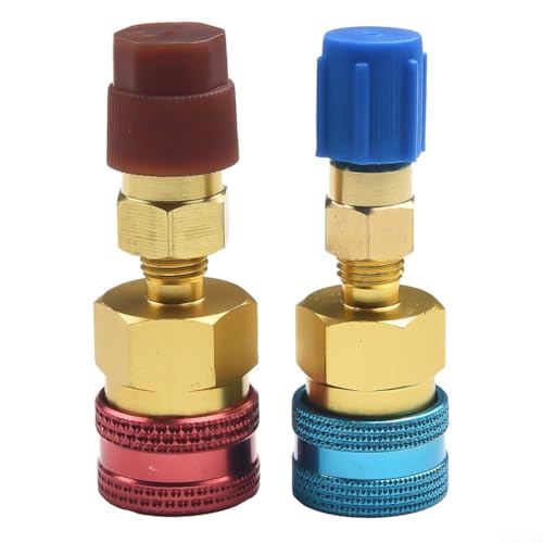 2 Stück Schnellkupplungs-Anschlussadapter, R1234yf auf R134a Adapter, High Low Side Connector Conversion Kit für AC-Ladung R-1234yf Klimaanlagen-Schlauchverschraubung von Donkivvy